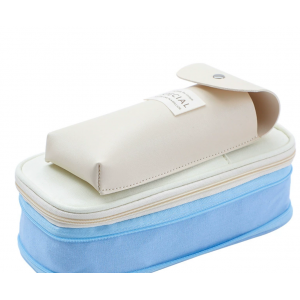 笔袋大容量马卡龙拼色伸缩帆布笔袋可